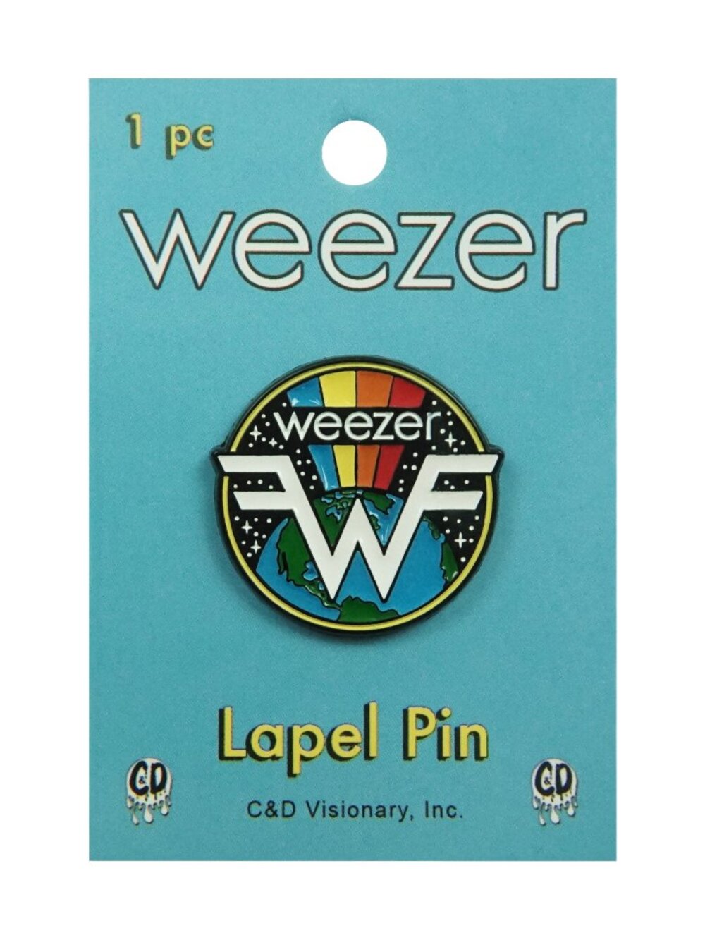 WEEZER	Globe and Rainbow Logo - Enamel Pin - Collectable Indie Rock Muisc Gift